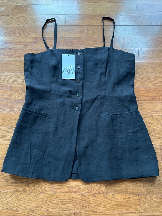 Zara Tops - Zara Black Button-Front Spaghetti-Strap Romper
